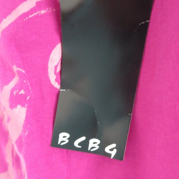 New BCBG Paris Tiger Lily Short Sleeve Top XL Fuchsia Pink Relaxed Fit - Picture 9 of 13